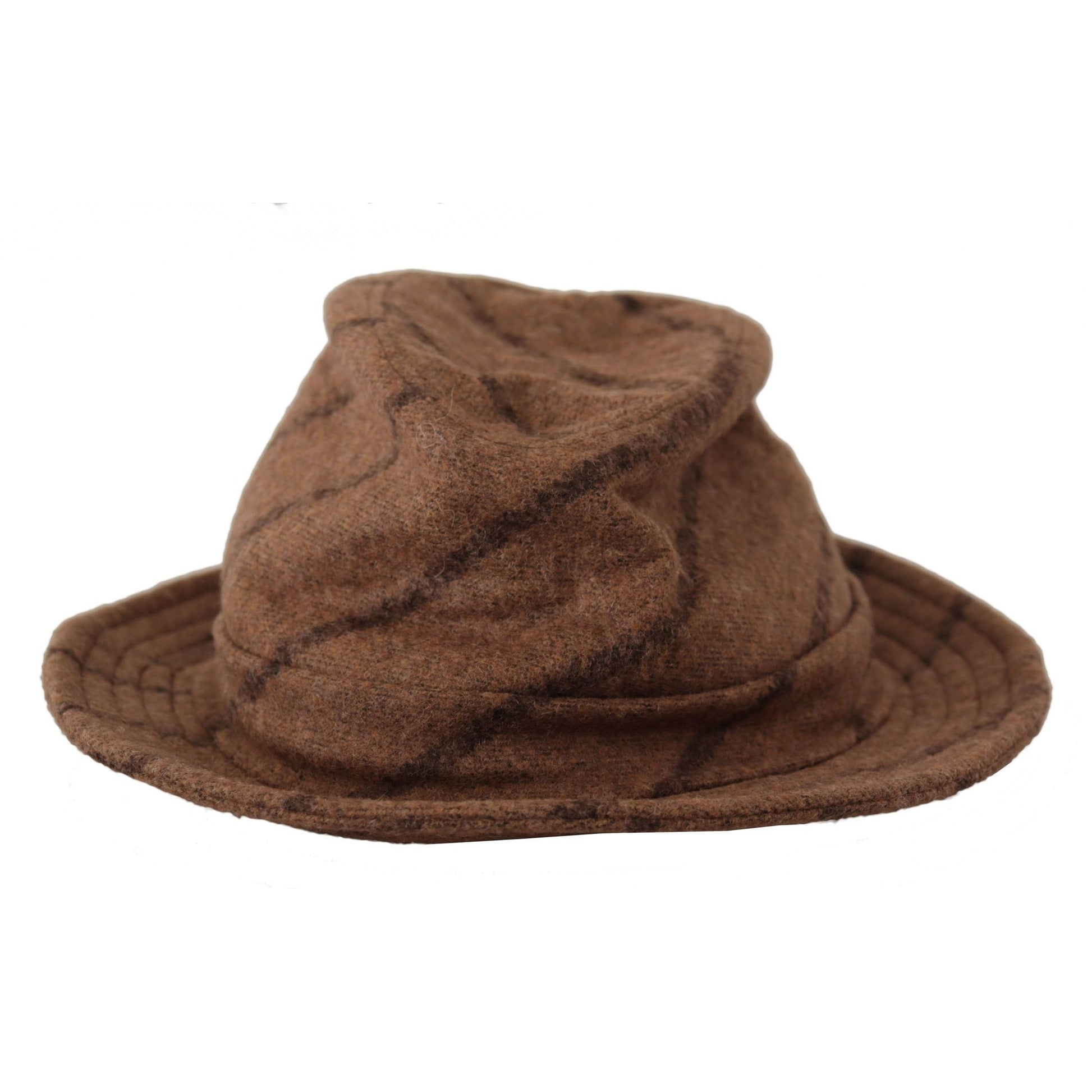 Dolce & Gabbana Brown Fedora Striped Print Summer Hat Dolce & Gabbana
