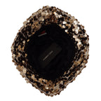 Dolce & Gabbana Gold Silk Sequin Embellished Designer Brim Bucket Hat