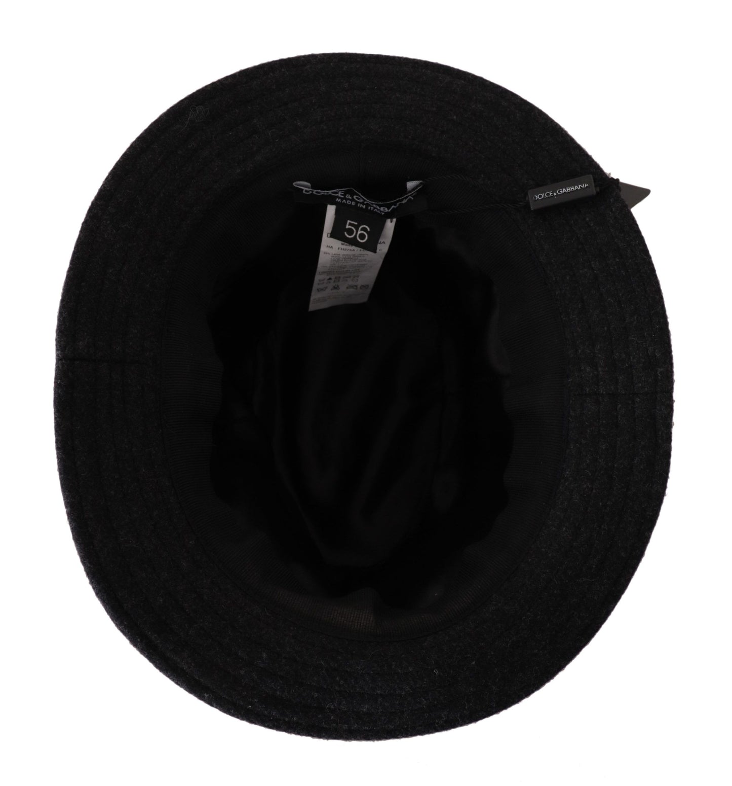 Dolce & Gabbana Gray Virgin Wool Logo Fedora Trilby Cappello Hat Dolce & Gabbana