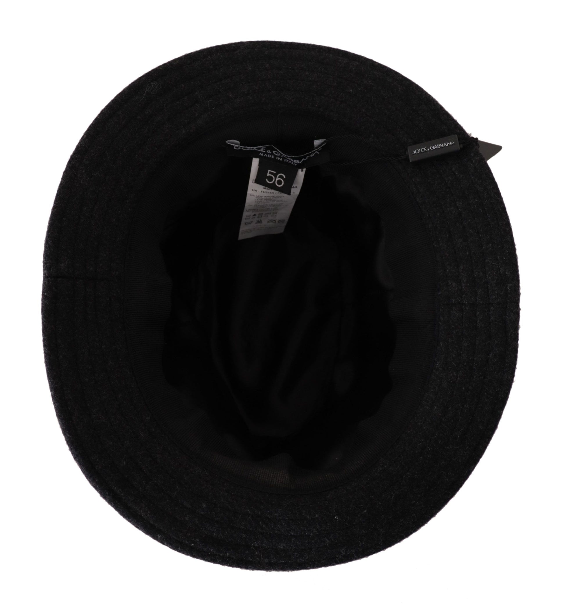 Dolce & Gabbana Gray Virgin Wool Logo Fedora Trilby Cappello Hat Dolce & Gabbana