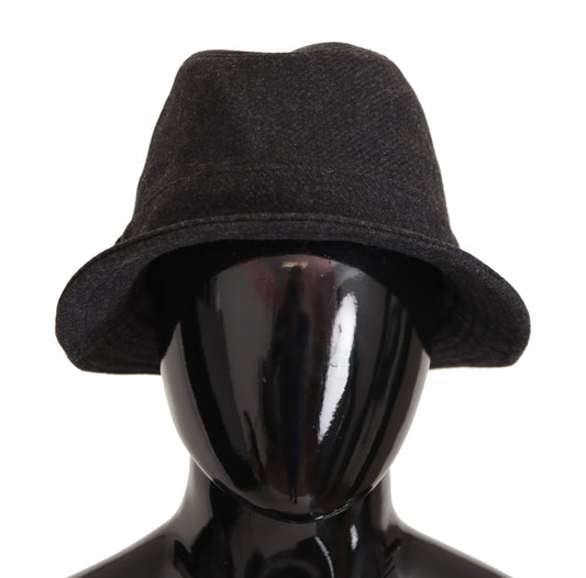 Dolce & Gabbana Gray Virgin Wool Logo Fedora Trilby Cappello Hat Dolce & Gabbana