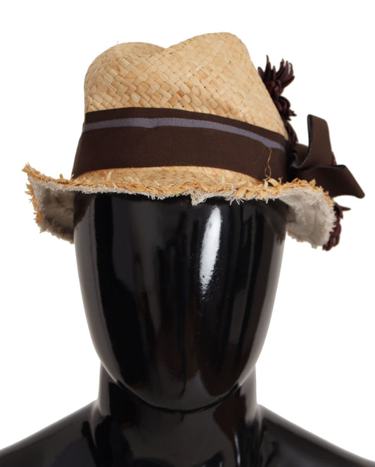 Dolce & Gabbana Yellow Ribbon Floral Embellished Straw Hat Dolce & Gabbana