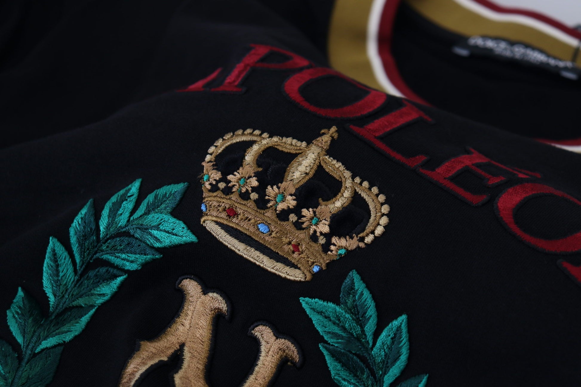 Dolce & Gabbana Black Cotton Embroidered Crewneck T-shirt Dolce & Gabbana