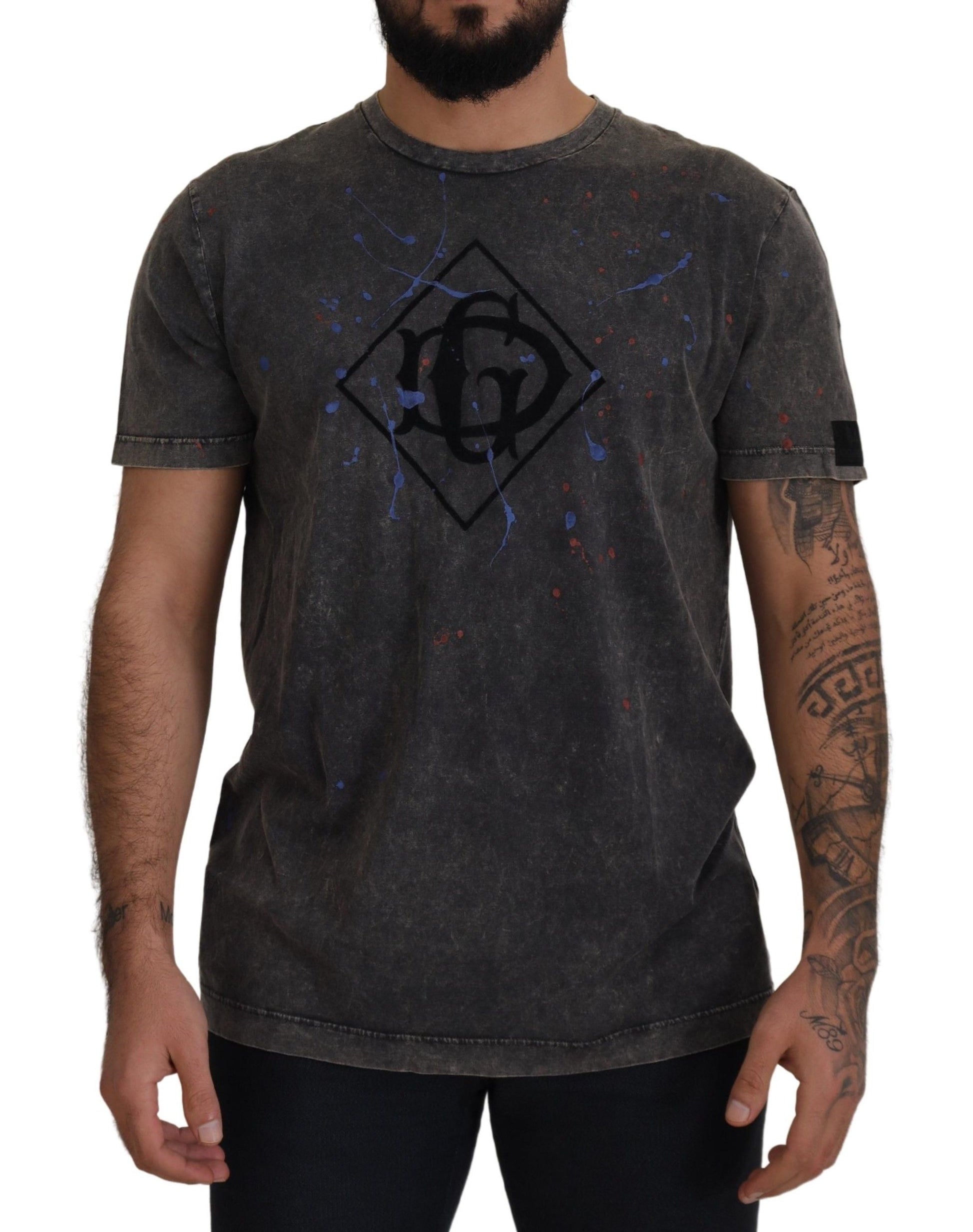 Dolce & Gabbana Gray Discolored Effect DG Logo T-shirt Dolce & Gabbana