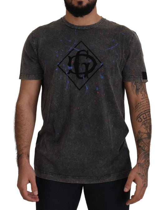 Dolce & Gabbana Gray Discolored Effect DG Logo T-shirt Dolce & Gabbana