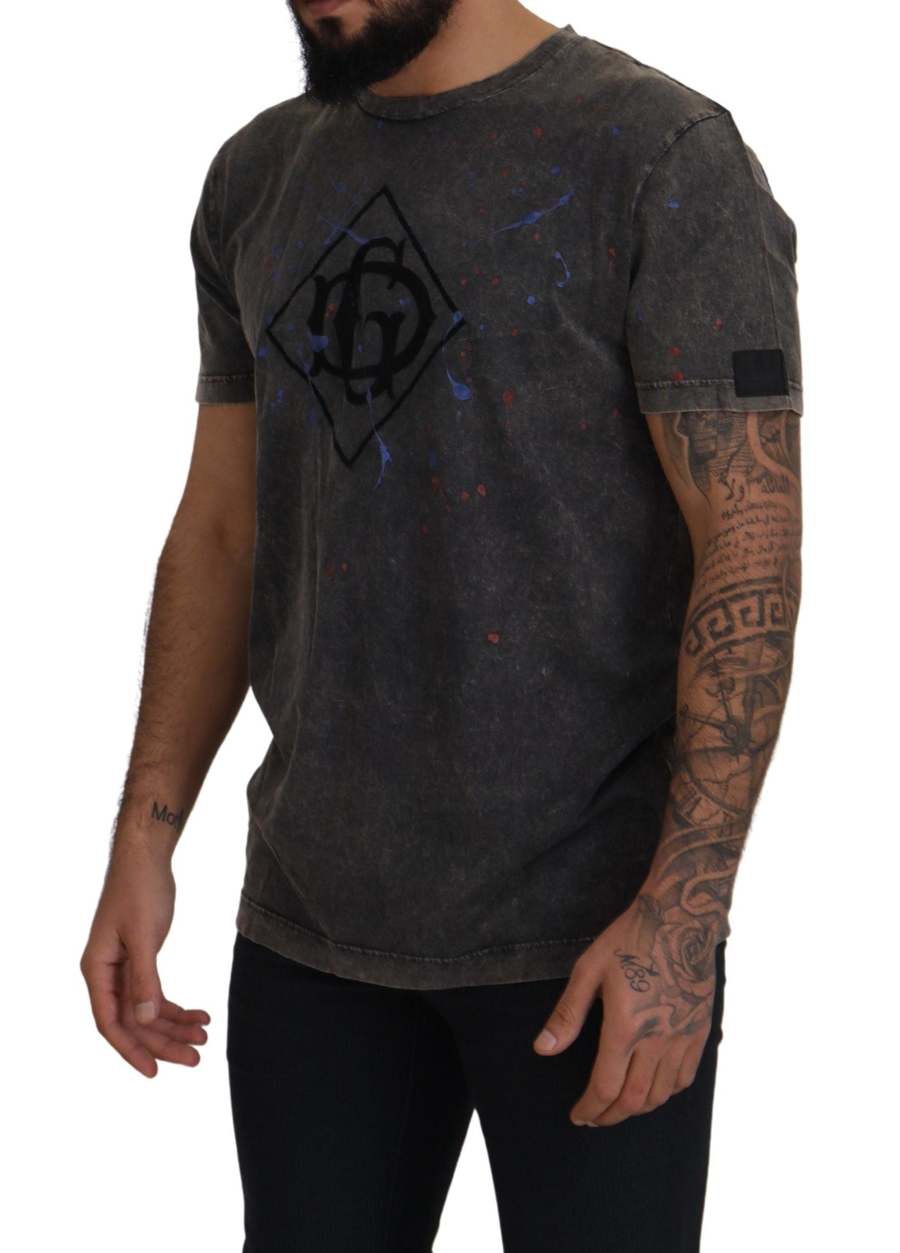 Dolce & Gabbana Gray Discolored Effect DG Logo T-shirt Dolce & Gabbana