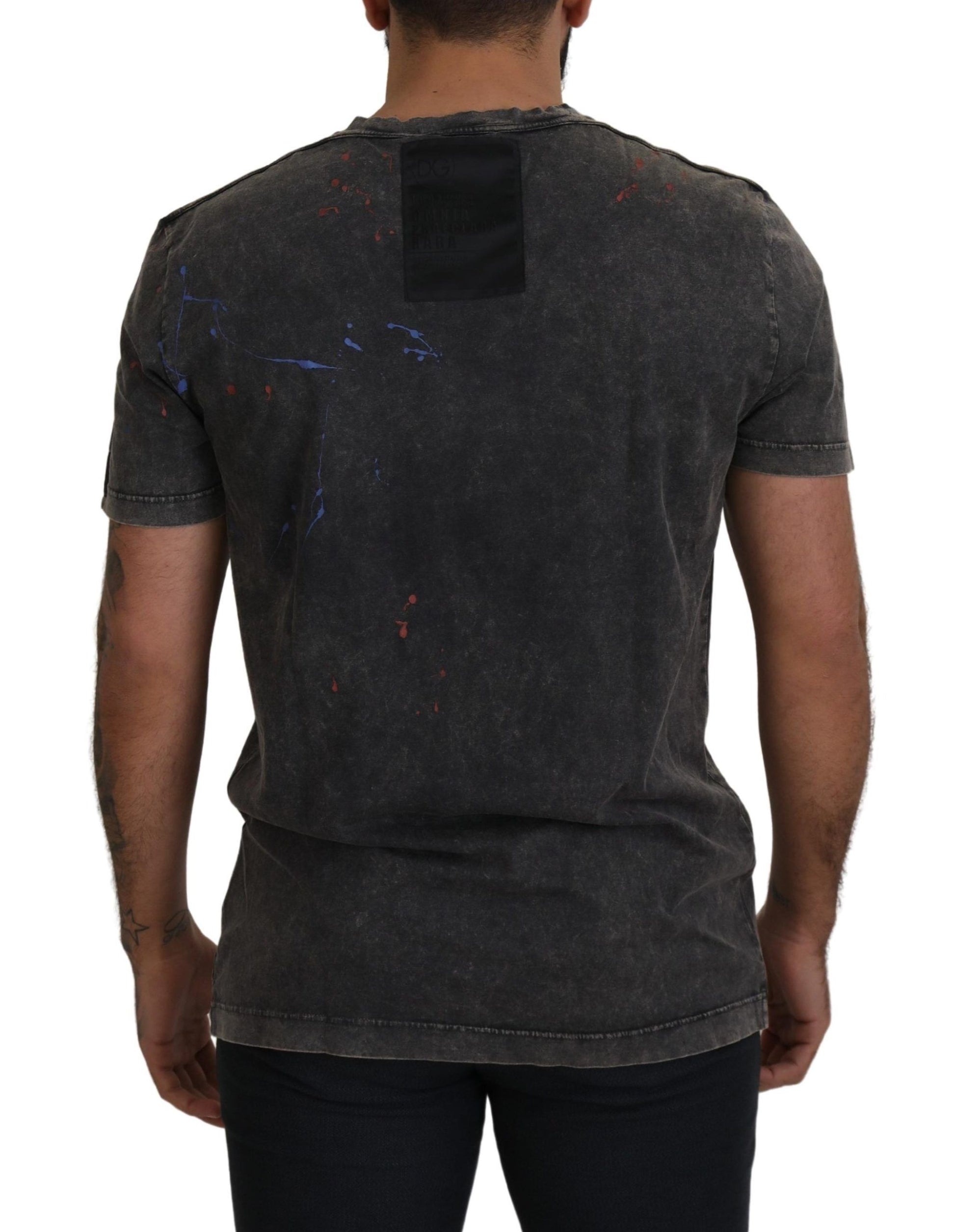 Dolce & Gabbana Gray Discolored Effect DG Logo T-shirt Dolce & Gabbana