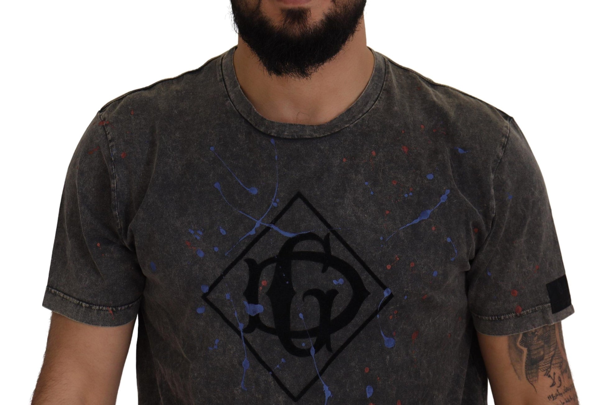 Dolce & Gabbana Gray Discolored Effect DG Logo T-shirt Dolce & Gabbana