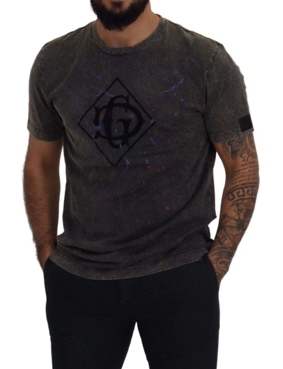 Dolce & Gabbana Gray Discolored Effect DG Logo T-shirt Dolce & Gabbana