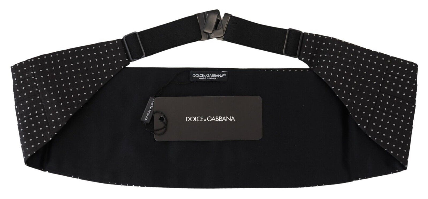 Dolce & Gabbana Black Polka Dot Wide Waist Men Belt Cummerband Dolce & Gabbana