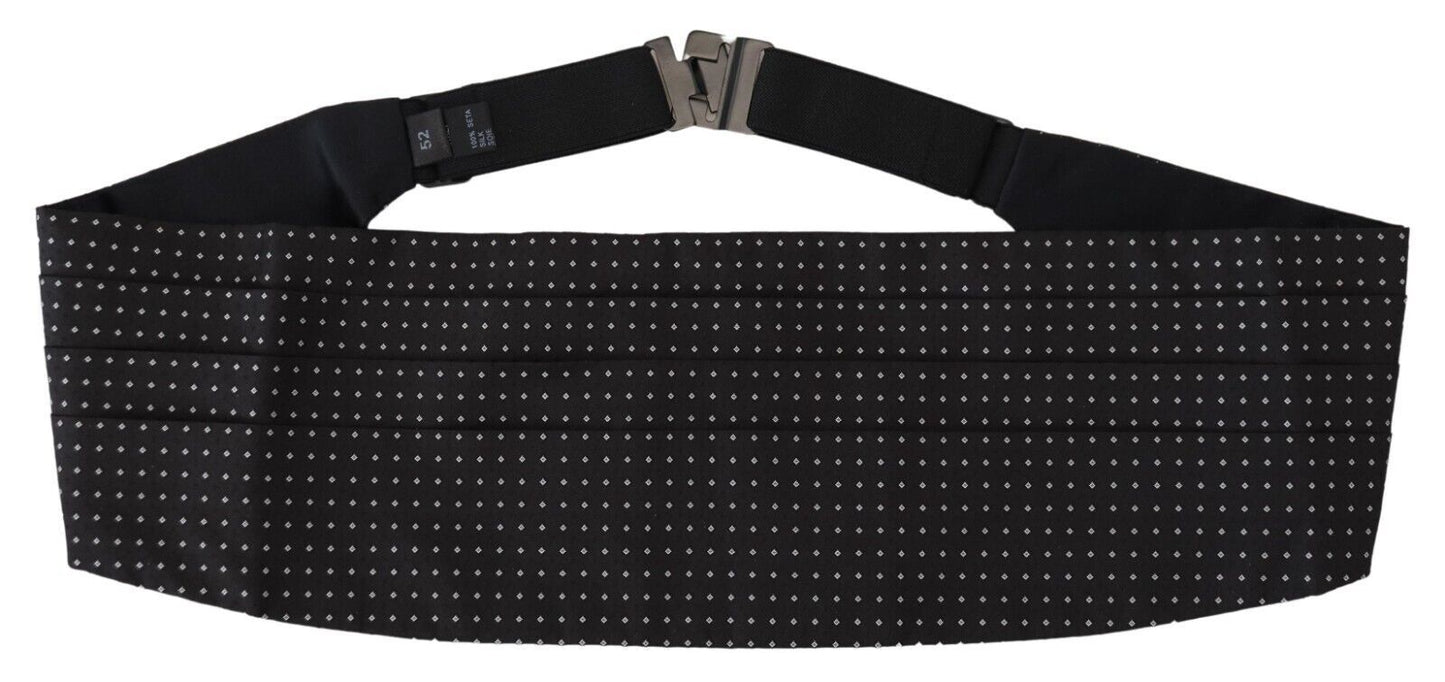 Dolce & Gabbana Black Polka Dot Wide Waist Men Belt Cummerband Dolce & Gabbana