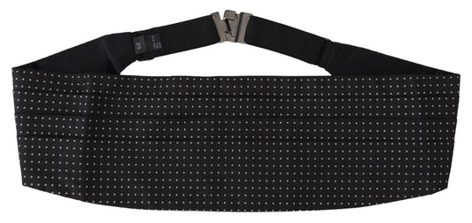Dolce & Gabbana Black Polka Dot Wide Waist Men Belt Cummerband Dolce & Gabbana