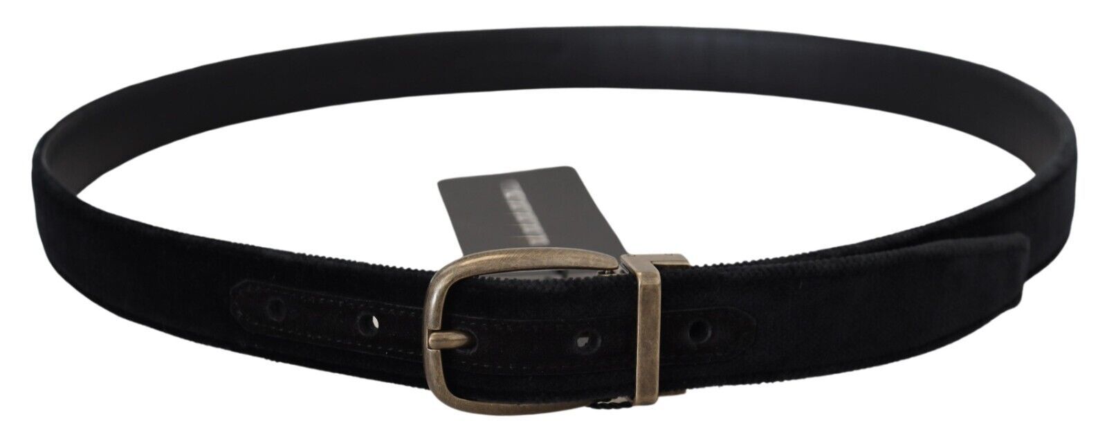 Dolce & Gabbana Black Velvet Leather Antique Metal Buckle Dolce & Gabbana