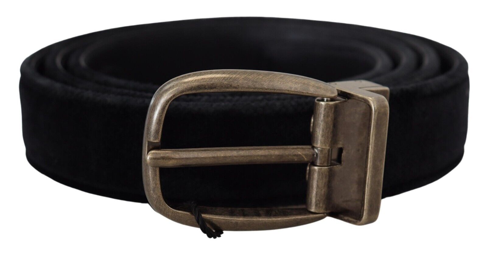 Dolce & Gabbana Black Velvet Leather Antique Metal Buckle Dolce & Gabbana