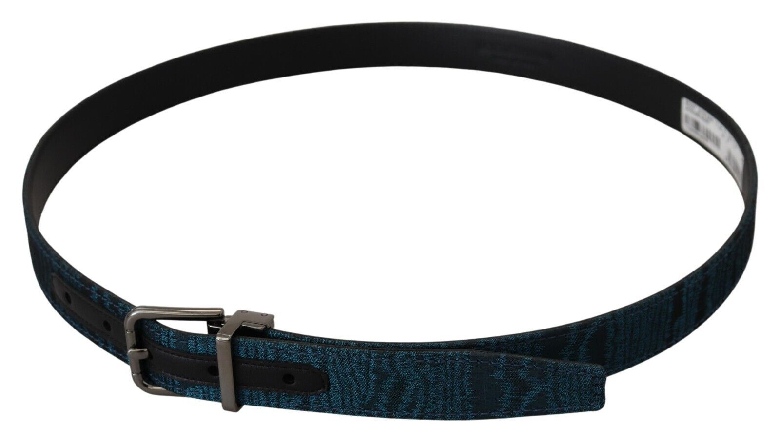 Dolce & Gabbana Blue Jacquard Moire Silver Metal Belt Men Dolce & Gabbana