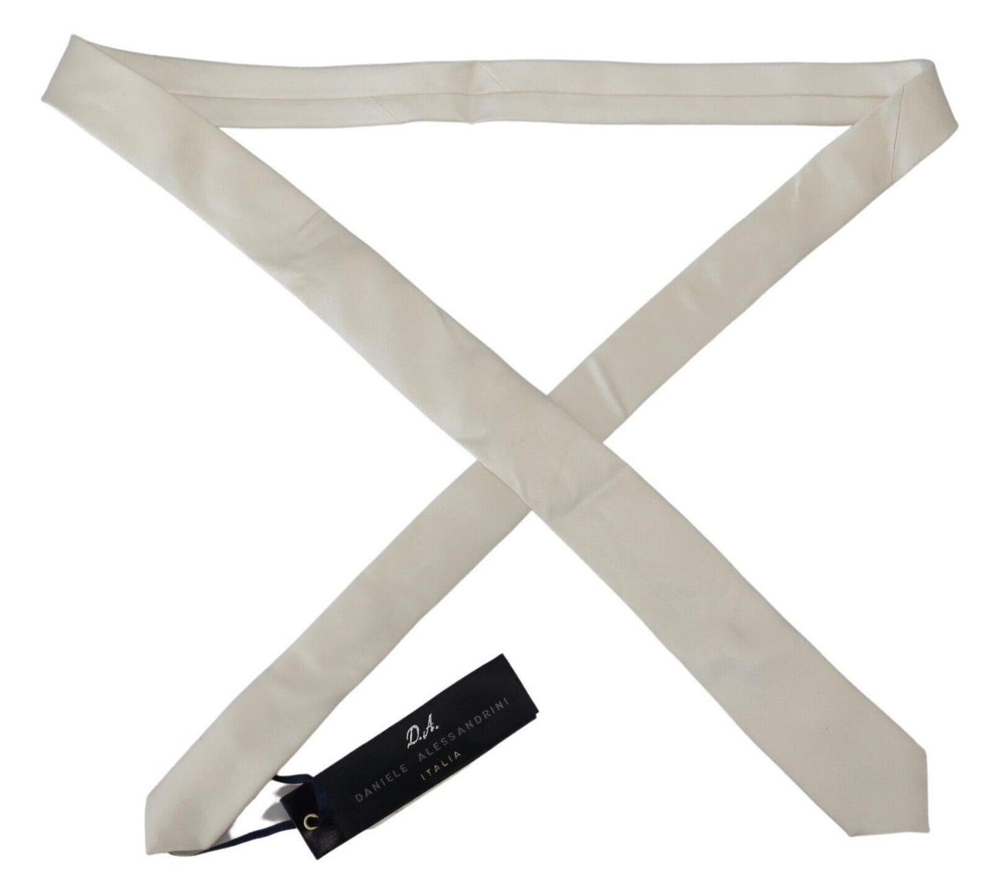 Daniele Alessandrini Off White Silk Men Necktie Adjustable Accessory Tie Daniele Alessandrini