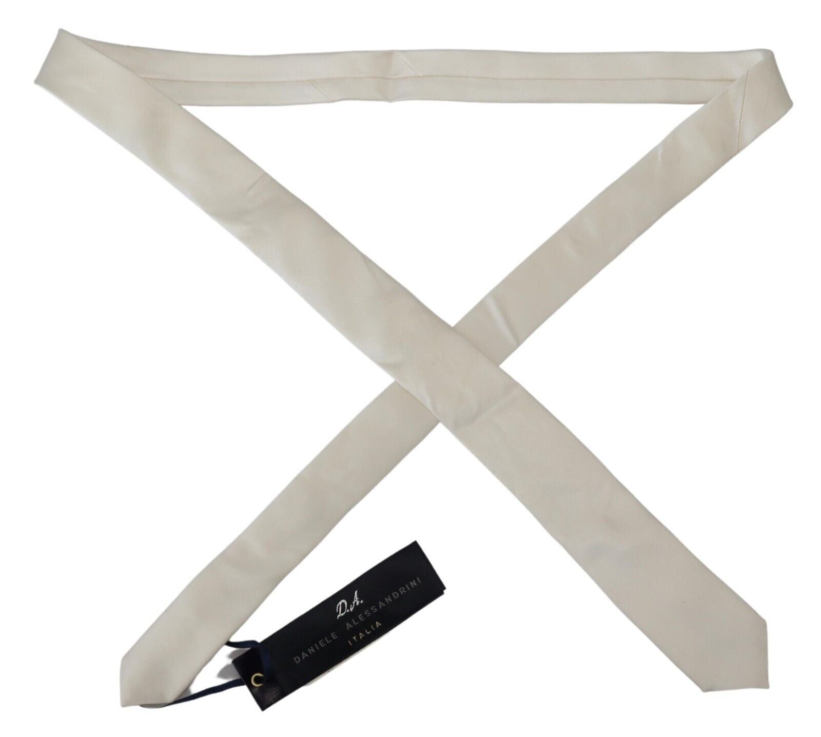 Daniele Alessandrini Off White Silk Men Necktie Adjustable Accessory Tie Daniele Alessandrini