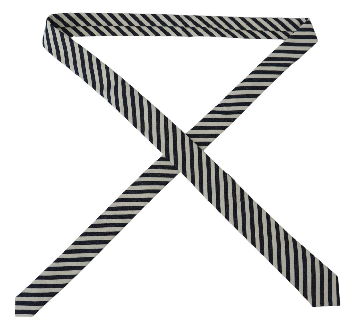 Denny Rose White Blue Striped Classic Adjustable Men Silk Tie Denny Rose