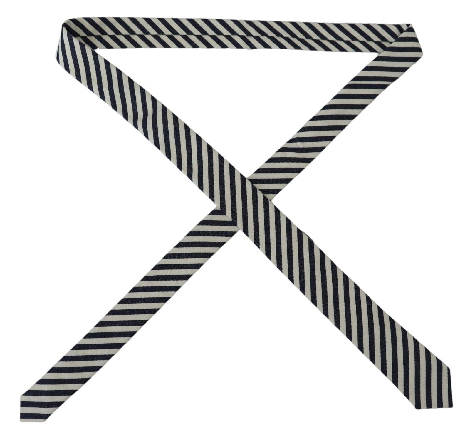 Denny Rose White Blue Striped Classic Adjustable Men Silk Tie Denny Rose