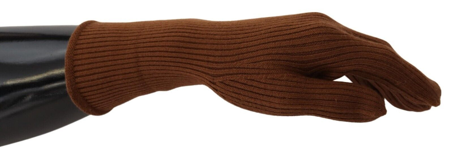 Dolce & Gabbana Brown Cashmere Knitted Hands Mitten Mens Gloves Dolce & Gabbana