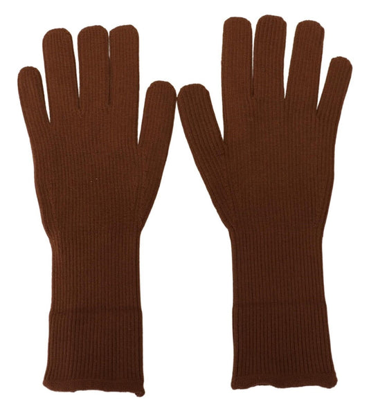 Dolce & Gabbana Brown Cashmere Knitted Hands Mitten Mens Gloves Dolce & Gabbana