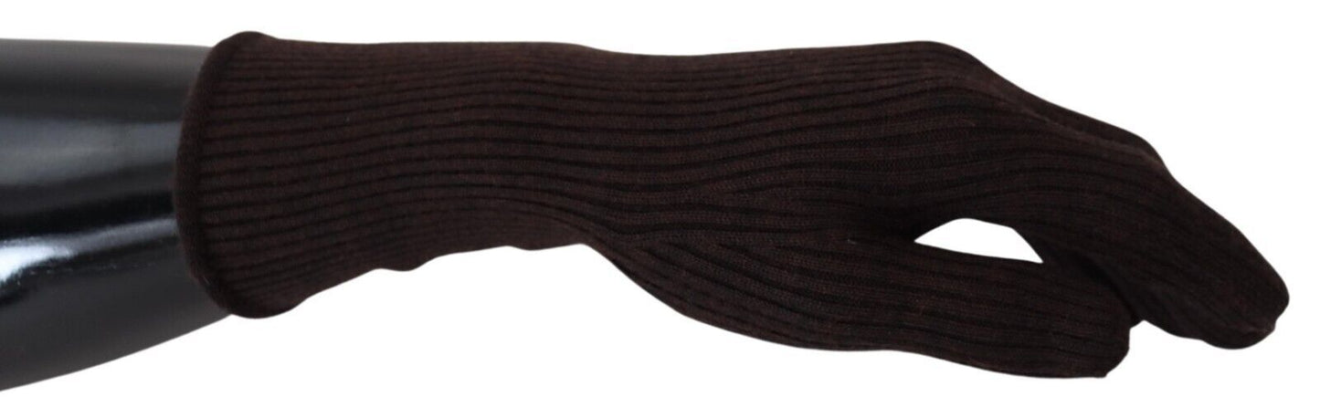 Dolce & Gabbana Brown Cashmere Silk Hands Mitten Mens Gloves Dolce & Gabbana