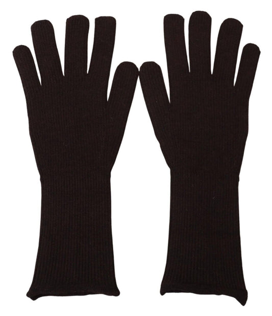 Dolce & Gabbana Brown Cashmere Silk Hands Mitten Mens Gloves Dolce & Gabbana