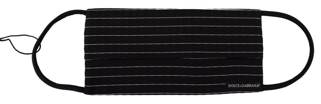 Dolce & Gabbana Black White Stripes Elastic Ear Strap One Size Face Mask - Eljoys Fashion 