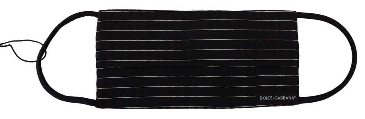 Dolce & Gabbana Black White Stripes Elastic Ear Strap One Size Face Mask - Eljoys Fashion 