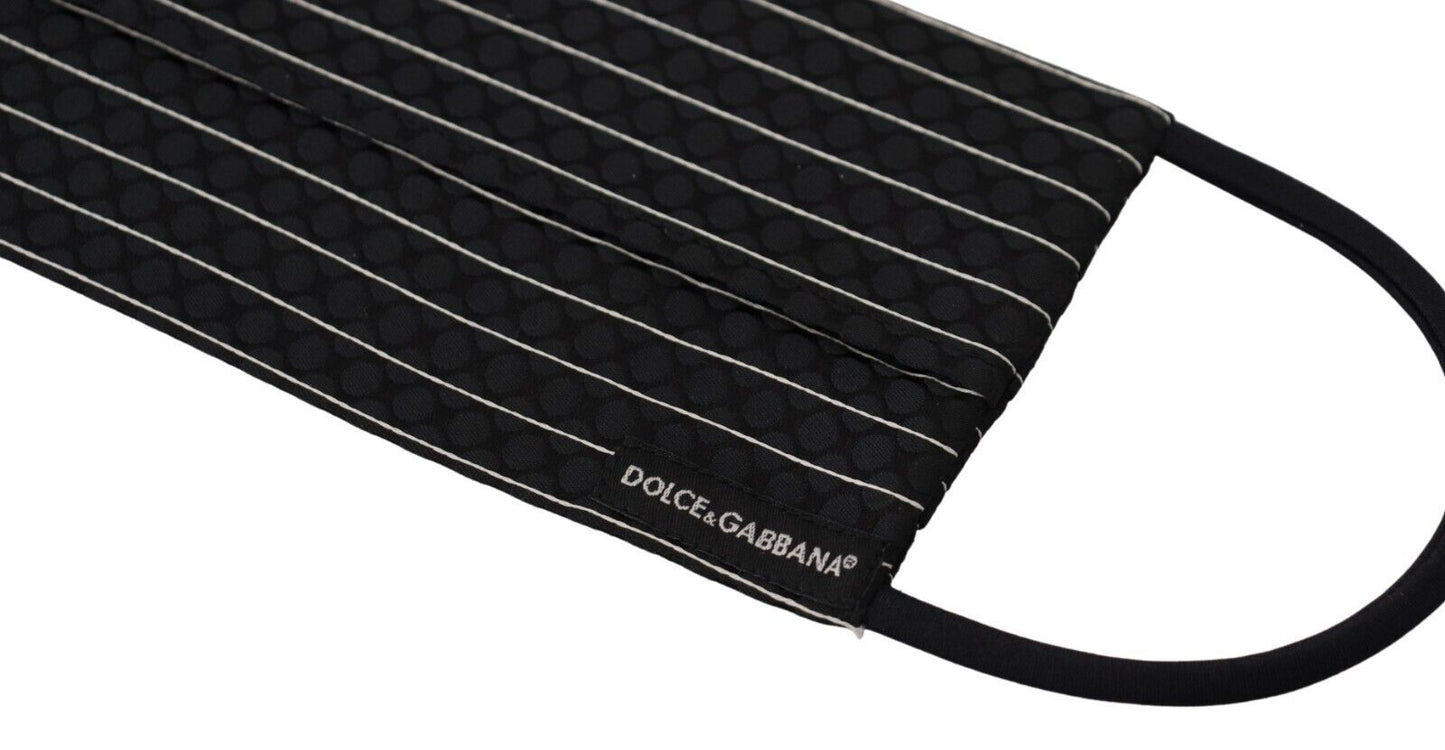 Dolce & Gabbana Black White Stripes Elastic Ear Strap One Size Face Mask Dolce & Gabbana