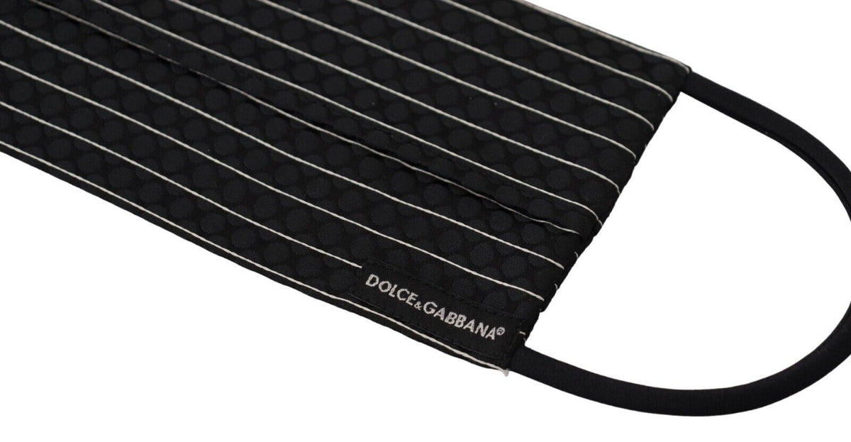 Dolce & Gabbana Black White Stripes Elastic Ear Strap One Size Face Mask - Eljoys Fashion 