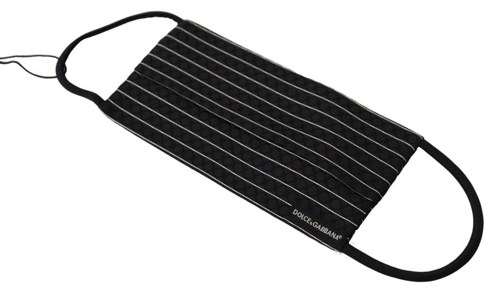 Dolce & Gabbana Black White Stripes Elastic Ear Strap One Size Face Mask - Eljoys Fashion 