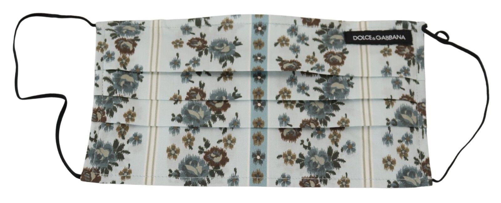 Dolce & Gabbana White Floral Cotton Pleated Elastic Ear Strap Face Mask Dolce & Gabbana