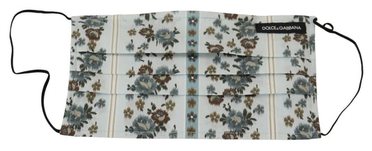 Dolce & Gabbana White Floral Cotton Pleated Elastic Ear Strap Face Mask Dolce & Gabbana