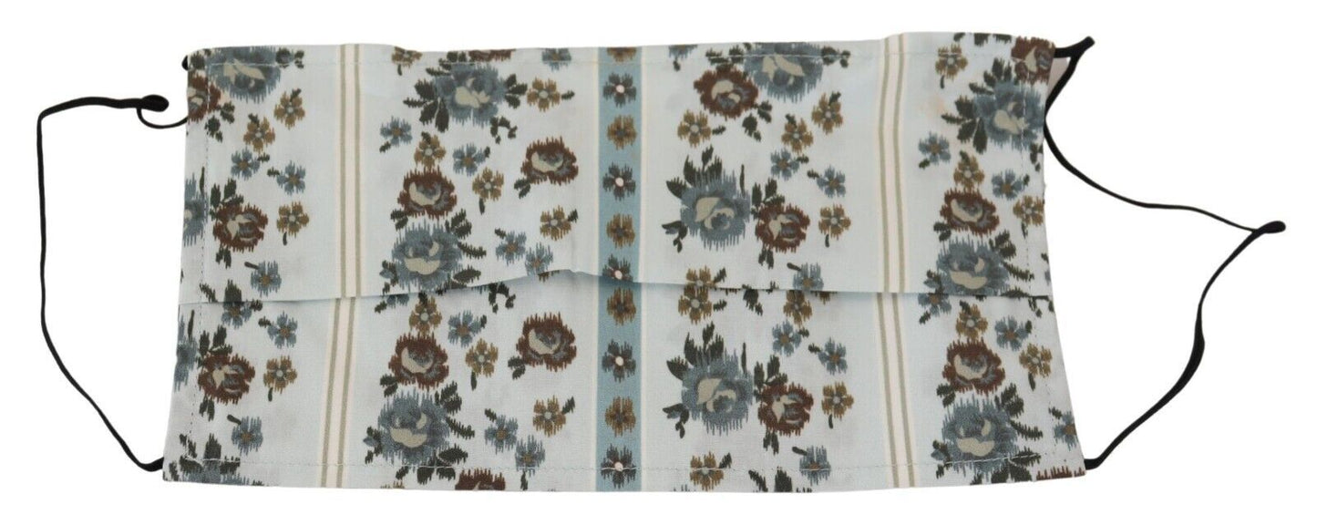 Dolce & Gabbana White Floral Cotton Pleated Elastic Ear Strap Face Mask Dolce & Gabbana
