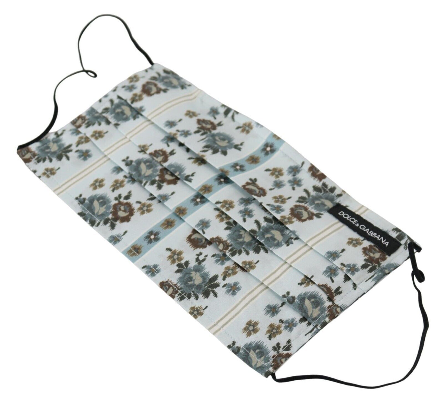 Dolce & Gabbana White Floral Cotton Pleated Elastic Ear Strap Face Mask Dolce & Gabbana