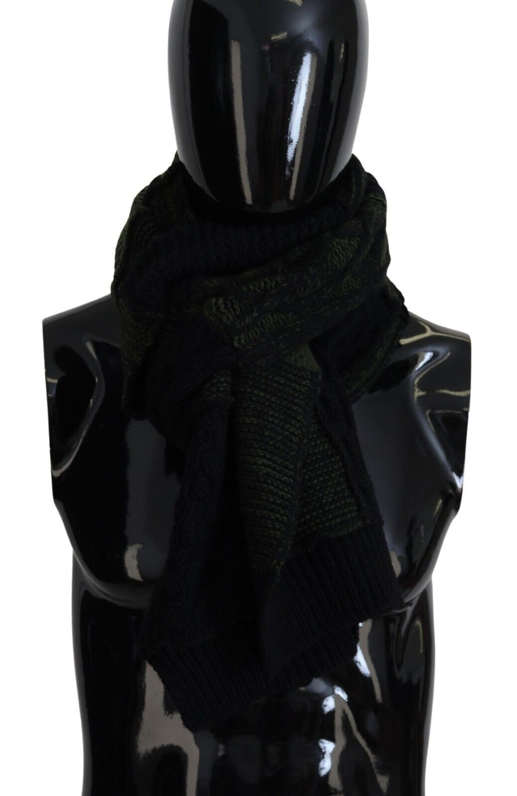 Dolce & Gabbana Black Green Knitted Men Neck Wrap Shawl Scarf - Eljoys Fashion 