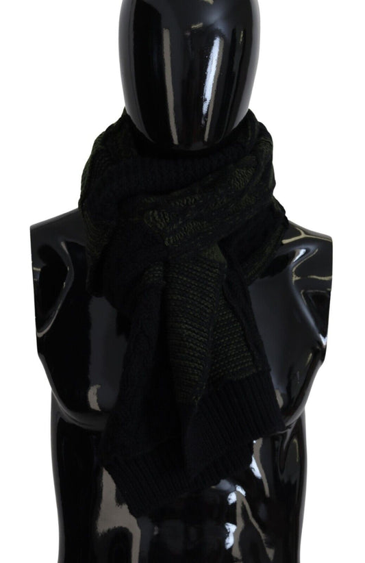 Dolce & Gabbana Black Green Knitted Men Neck Wrap Shawl Scarf Dolce & Gabbana