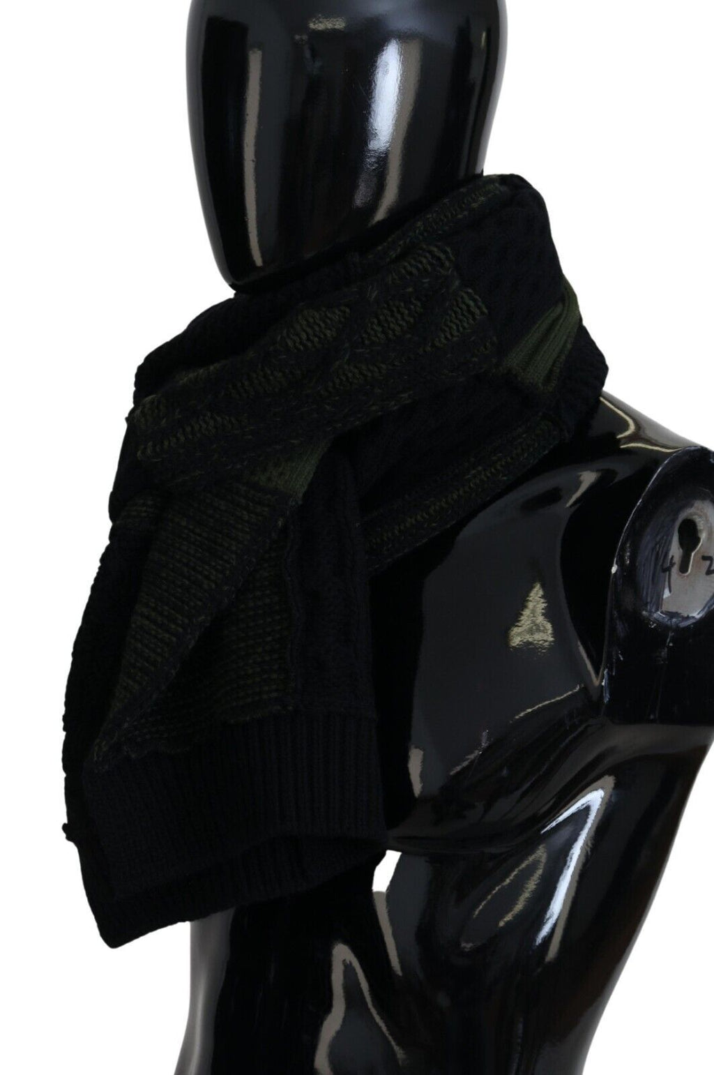 Dolce & Gabbana Black Green Knitted Men Neck Wrap Shawl Scarf - Eljoys Fashion 