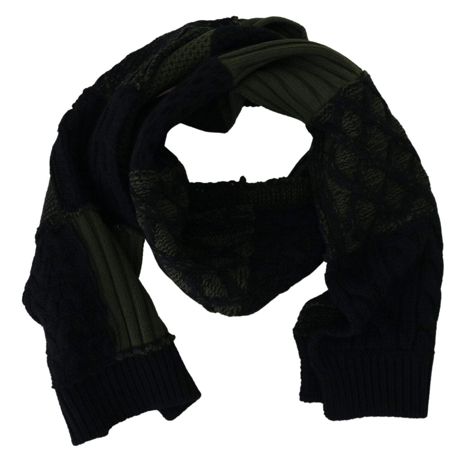 Dolce & Gabbana Black Green Knitted Men Neck Wrap Shawl Scarf Dolce & Gabbana