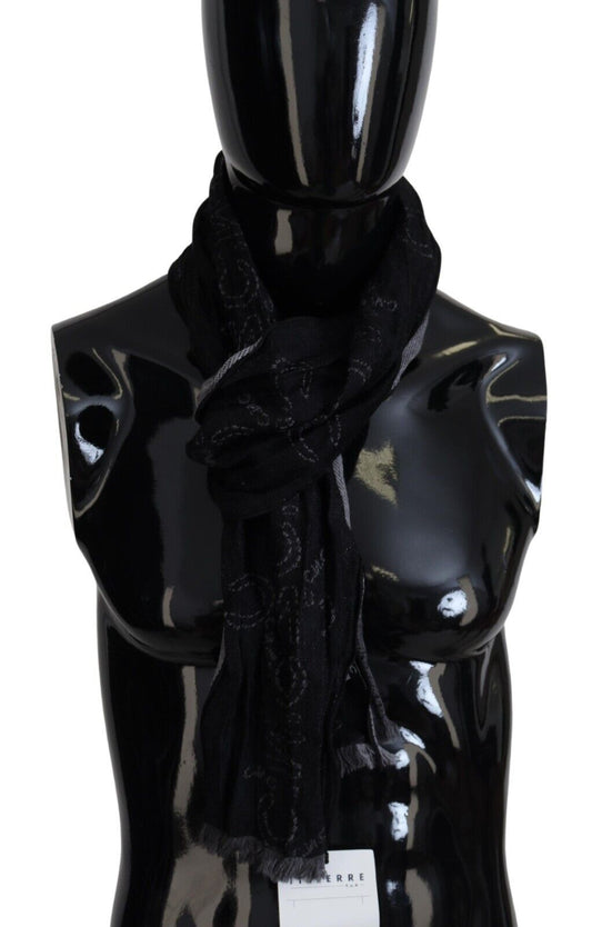 Costume National Black Grey Logo Print Men Neck Wrap Shawl Scarf Costume National