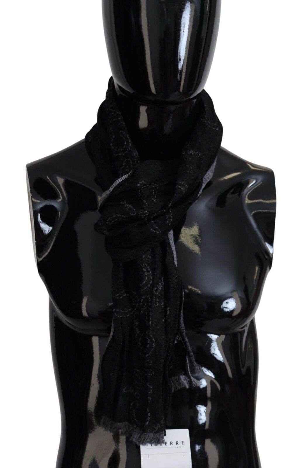Costume National Black Grey Logo Print Men Neck Wrap Shawl Scarf Costume National