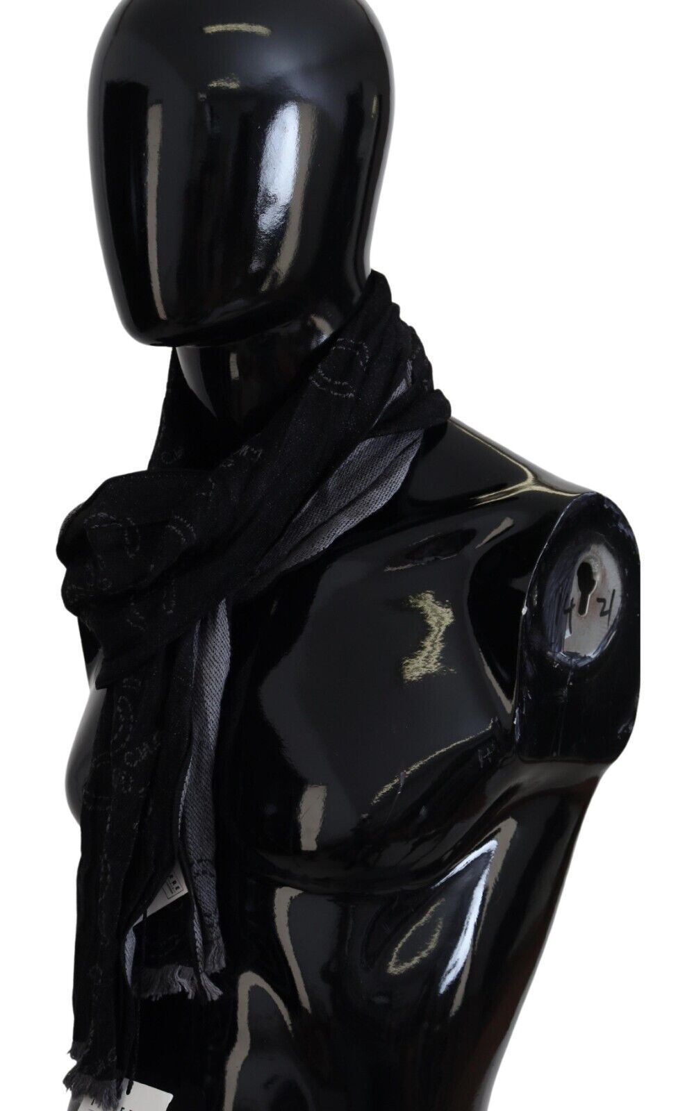 Costume National Black Grey Logo Print Men Neck Wrap Shawl Scarf Costume National