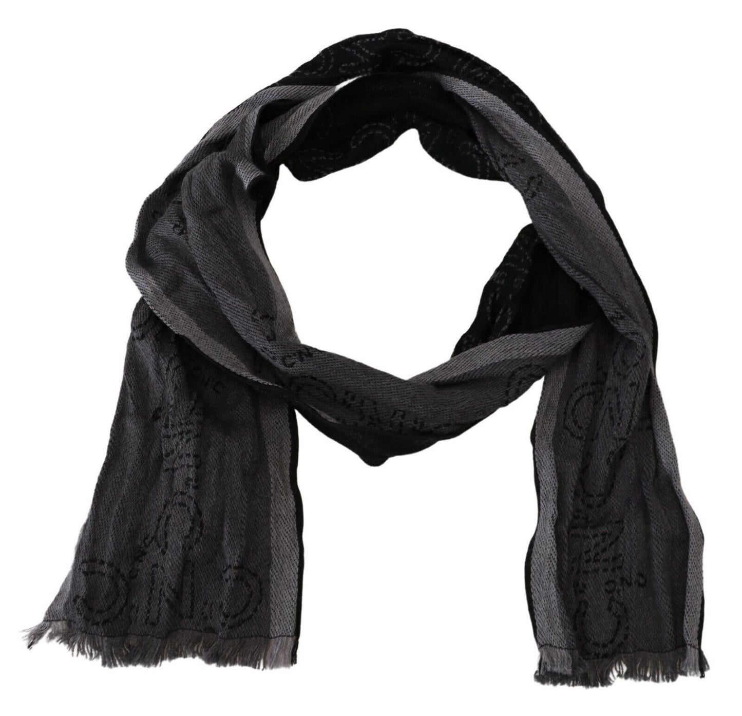 Costume National Black Grey Logo Print Men Neck Wrap Shawl Scarf Costume National