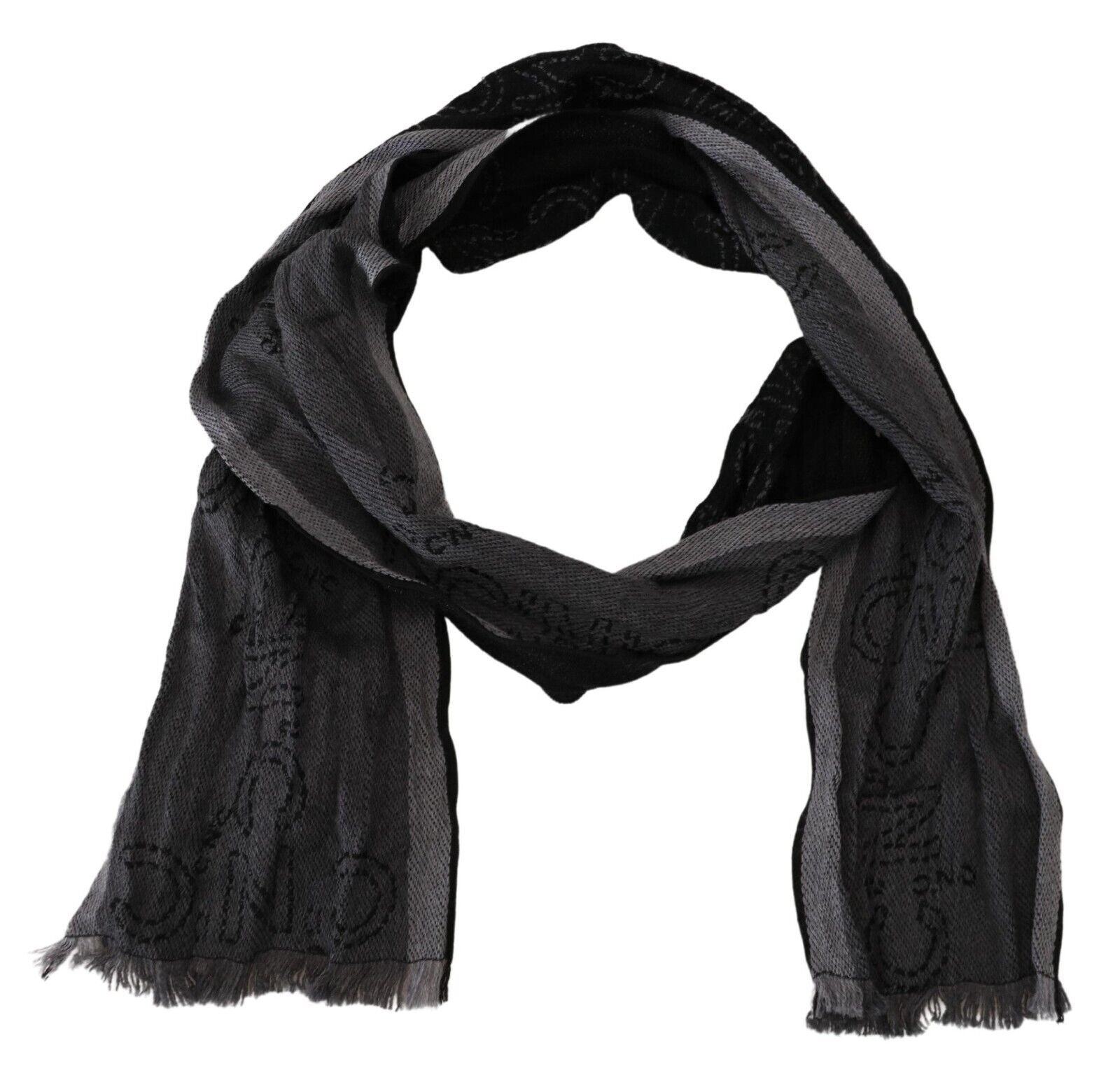 Costume National Black Grey Logo Print Men Neck Wrap Shawl Scarf Costume National