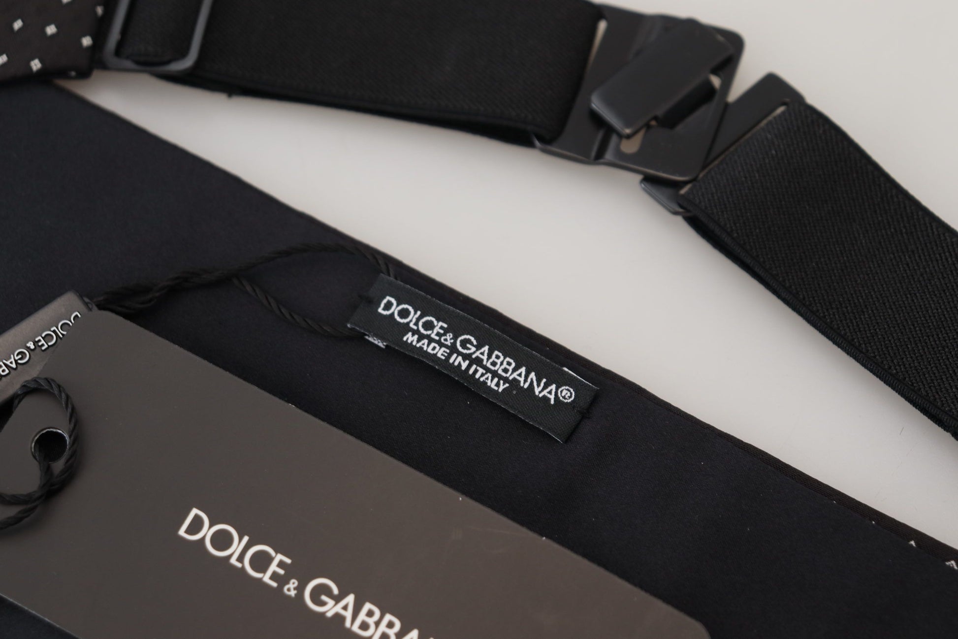 Dolce & Gabbana Black Polka Dot Wide Waist Men Belt Cummerband Dolce & Gabbana