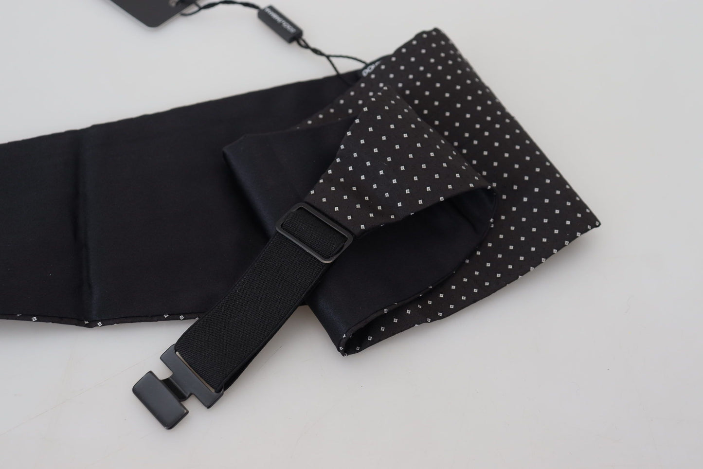Dolce & Gabbana Black Polka Dot Wide Waist Men Belt Cummerband Dolce & Gabbana