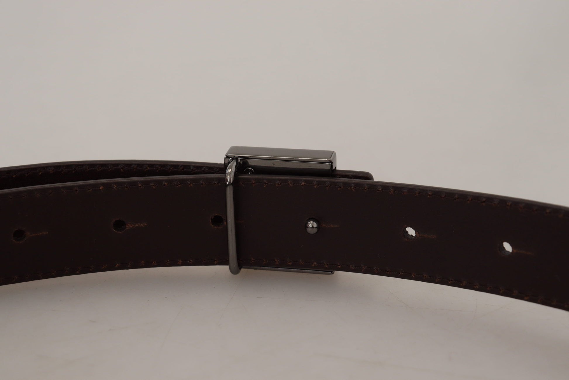Dolce & Gabbana Gold Leather Silver Square Metal Buckle Belt Dolce & Gabbana