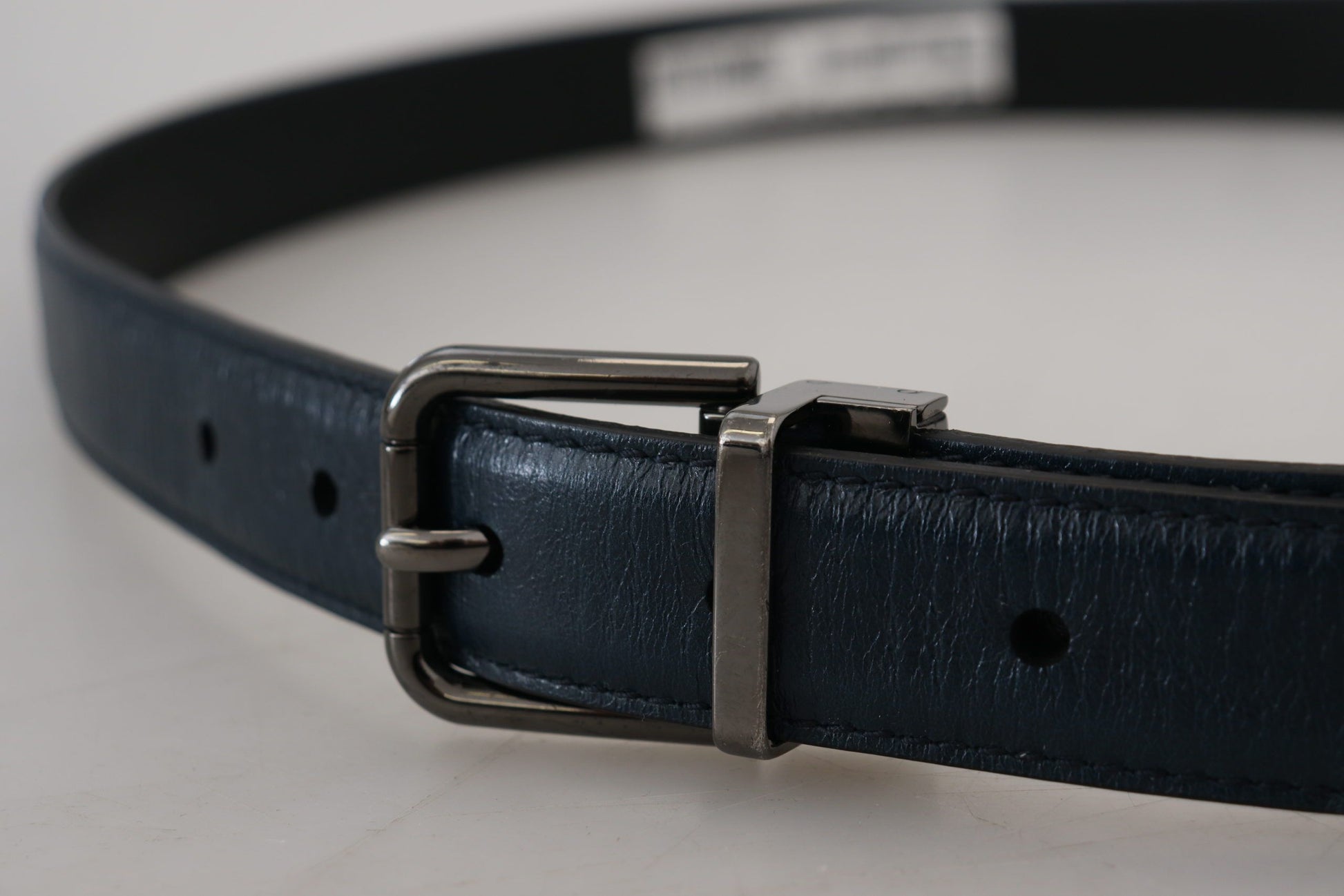Dolce & Gabbana Blue Leather Silver Metal Buckle Vintage Belt Dolce & Gabbana