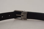 Dolce & Gabbana Blue Jacquard Moire Silver Metal Belt Men - Eljoys Fashion 